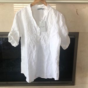 NWT Elena Baldi Short Sleeve Linen Blouse